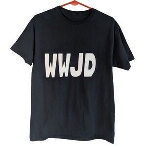 Men's Small Black Short Sleeve WWJD Graphic Tee Shirt What Would Jesus Do